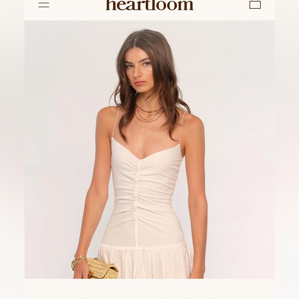 NWT- Heartloom Ivory Ruched Spaghetti Strap Dress